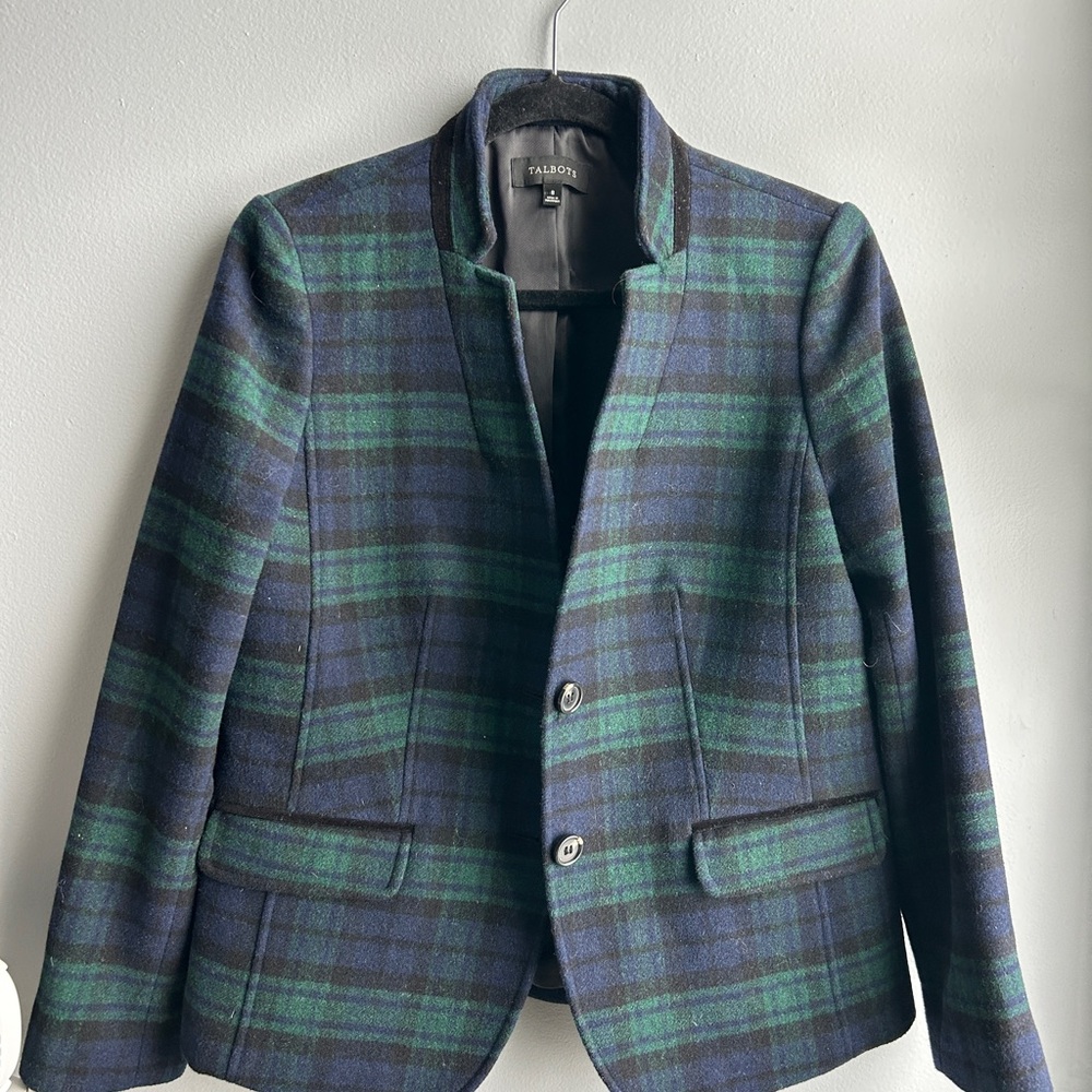 Talbots Blue and Green Plaid Jacket